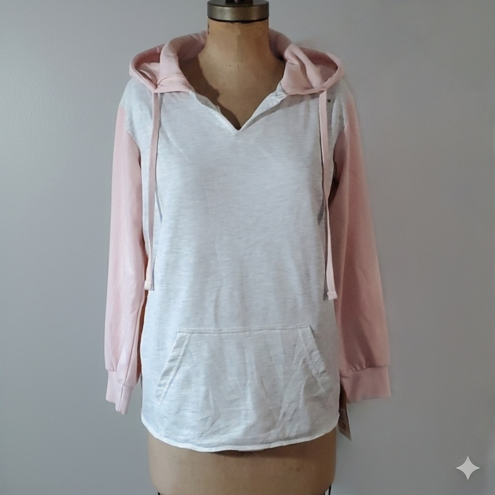 MV Sport Size M NEW Hoodie Terrycloth Cameo Pink Heather Grey Kangaroo Pocket